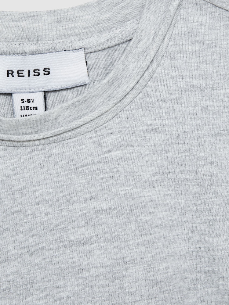 Reiss Grey Terry 9-13 yrs Cotton-Jersey Cropped T-Shirt - Image 4 of 4
