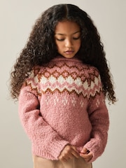 Reiss Mink Divia 4-9 yrs Cotton-Wool FairIsle Pattern Hoodie - Image 3 of 4