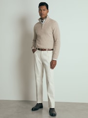Oatmeal Melange - cashmere comReiss Richmond Cabled Cashmere com gola alta e zíper Atelier Jumper - Imagem 4 de 6