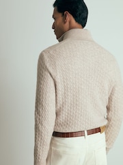 Oatmeal Melange - cashmere comReiss Richmond Cabled Cashmere com gola alta e zíper Atelier Jumper - Imagem 5 de 6