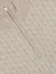 Oatmeal Melange - cashmere comReiss Richmond Cabled Cashmere com gola alta e zíper Atelier Jumper - Imagem 6 de 6