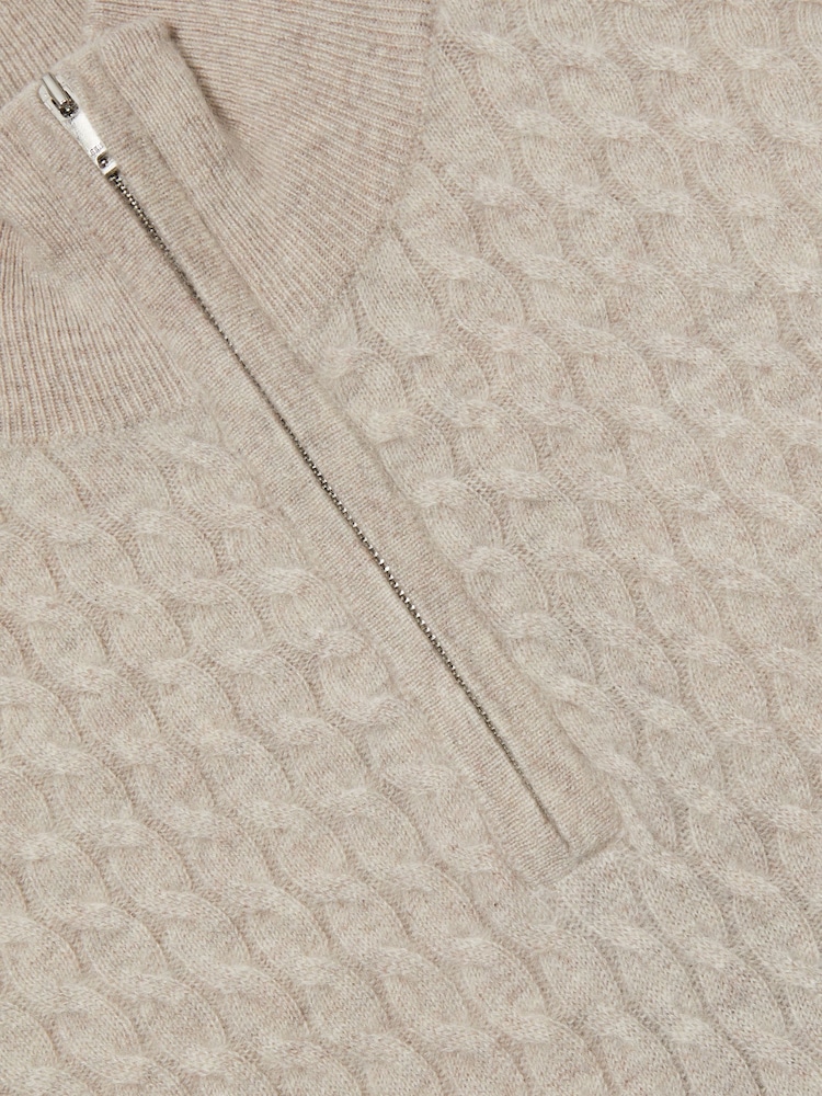 Oatmeal Melange - cashmere comReiss Richmond Cabled Cashmere com gola alta e zíper Atelier Jumper - Imagem 6 de 6