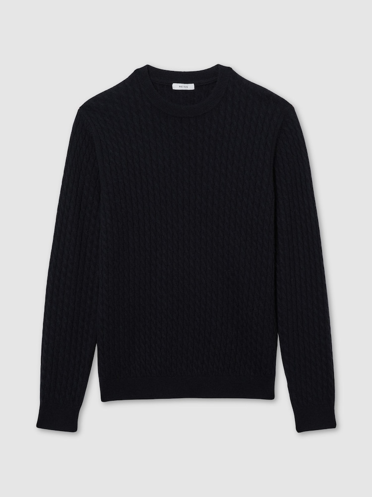 Marinha - de malha de caxemiraReiss Harrogate com Atelier Crew gola  Jumper - Imagem 2 de 6