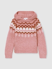 Reiss Mink Divia 9-13 yrs Cotton-Wool FairIsle Pattern Hoodie - Image 2 of 4
