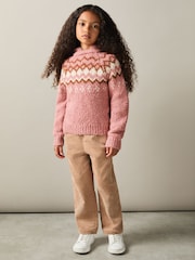 Reiss Mink Divia 9-13 yrs Cotton-Wool FairIsle Pattern Hoodie - Image 3 of 4