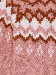 Reiss Mink Divia 9-13 yrs Cotton-Wool FairIsle Pattern Hoodie - Image 4 of 4