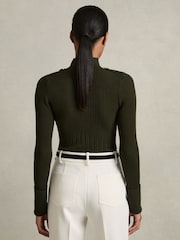Reiss Green Vienne Rib-Knit High-Neck Top - Image 4 of 5