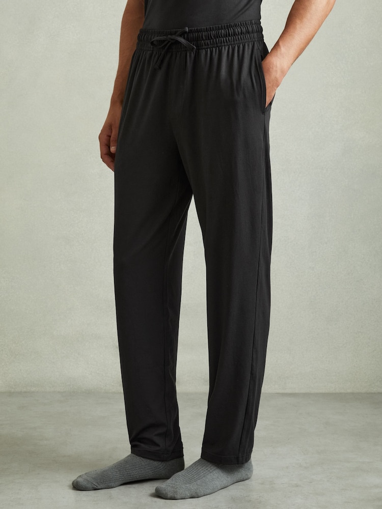 Reiss Black Colorado Tapered Stretch-Jersey Joggers - Image 3 of 6