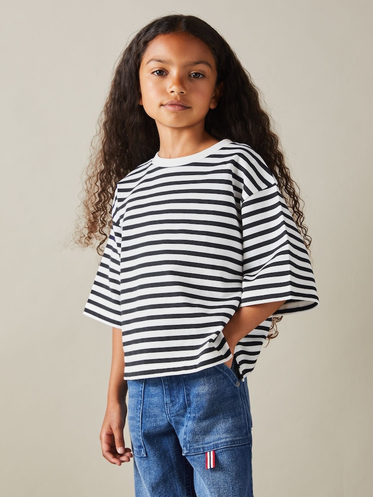 Camiseta de algodón a rayas extragrande Reiss Sassy - Imagen 1 de 4