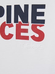 Reiss White/Red/Navy Blake 100% Cotton Jersey Alpine Races Print T-Shirt - Image 4 of 4