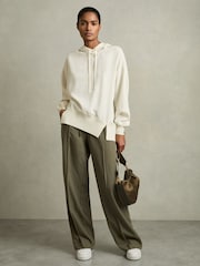 Reiss Cream Kiara Woven Hooded Top - Image 3 of 6