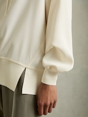 Reiss Cream Kiara Woven Hooded Top - Image 4 of 6