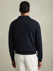Reiss Navy/Grey Tennant Wool Colour-Block Zip-Through Cardigan - Image 4 of 6