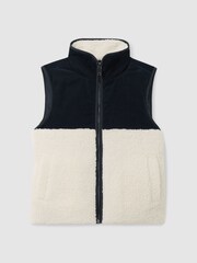 Reiss Navy/White Dutton 13-14 yrs Cotton-Corduroy and Fleece Gilet - Image 1 of 4