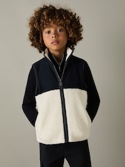 Reiss Navy/White Dutton 13-14 yrs Cotton-Corduroy and Fleece Gilet - Image 1 of 4