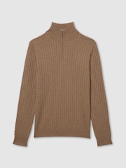 Camelo Melange - cashmere comReiss Richmond Cabled Cashmere com gola alta e zíper Atelier Jumper - Imagem 2 de 6