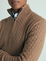 Camelo Melange - cashmere comReiss Richmond Cabled Cashmere com gola alta e zíper Atelier Jumper - Imagem 4 de 6