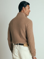 Camelo Melange - cashmere comReiss Richmond Cabled Cashmere com gola alta e zíper Atelier Jumper - Imagem 5 de 6