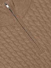 Camelo Melange - cashmere comReiss Richmond Cabled Cashmere com gola alta e zíper Atelier Jumper - Imagem 6 de 6