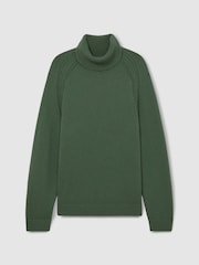 Reiss Green Smoke Stratus Wool-Blend Ridge-Seam Roll-Neck Jumper - Image 2 of 8