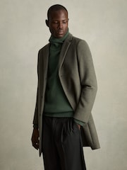 Reiss Green Smoke Stratus Wool-Blend Ridge-Seam Roll-Neck Jumper - Image 7 of 8