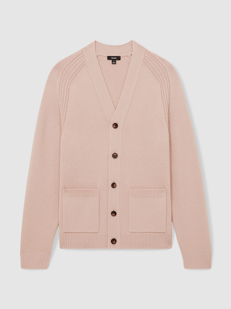 Nežno roza - Reiss Nimbus Wool-Blend Ridge-Seam pletena jopa - Slika 2 iz 7