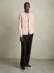 Nežno roza - Reiss Nimbus Wool-Blend Ridge-Seam pletena jopa - Slika 3 iz 7