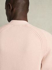 Nežno roza - Reiss Nimbus Wool-Blend Ridge-Seam pletena jopa - Slika 4 iz 7