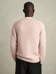 Nežno roza - Reiss Nimbus Wool-Blend Ridge-Seam pletena jopa - Slika 5 iz 7