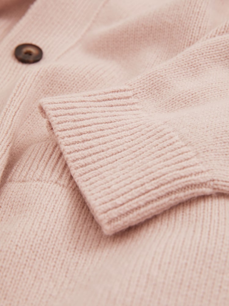 Nežno roza - Reiss Nimbus Wool-Blend Ridge-Seam pletena jopa - Slika 7 iz 7