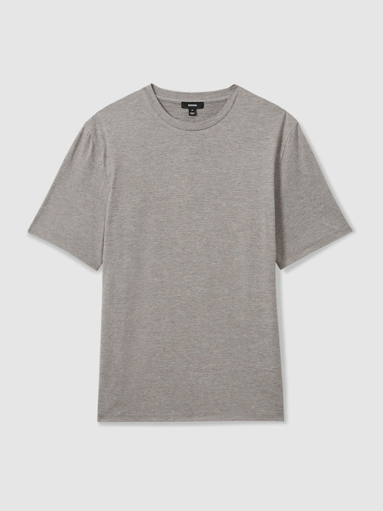 Reiss Grey Melange Diego Crew-Neck Jersey T-shirt - Image 2 of 5