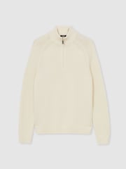 Reiss White Roberts Wool-Blend Ridge-Seam Half-Zip Jumper - Image 2 of 6