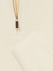 Reiss White Roberts Wool-Blend Ridge-Seam Half-Zip Jumper - Image 6 of 6