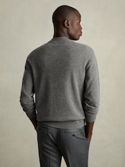 Reiss Mid Grey Melange Vince Wool Argyle Crew-Neck Jumper - Image 5 of 6