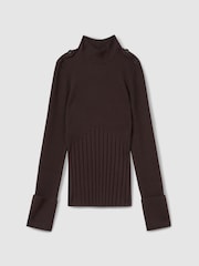 Grena - Bluză cu gât înalt din tricot cu striații Reiss Vienne - Image 2 of 5