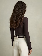 Grena - Bluză cu gât înalt din tricot cu striații Reiss Vienne - Image 4 of 5