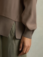 Reiss Mink Kiara Woven Hooded Top - Image 4 of 7