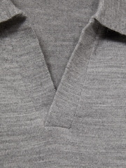 Reiss Warm Grey Melange Duchie Merino Wool Open Collar Polo Shirt - Image 7 of 7