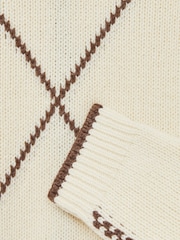 Reiss White/Brown Parvey Wool-Blend Embroidered Jumper - Image 7 of 7