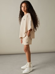 Reiss Stone Carly 4-9 yrs Cotton-Jersey T-shirt and Shorts Set - Image 1 of 5
