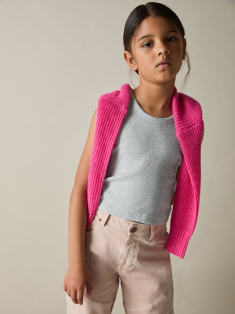 Reiss Grey Violet 4-9 yrs Cotton Blend Ribbed Vest - Image 1 of 4