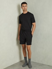 Reiss Black Denver Denver Drawstring-Waist Jersey Shorts - Image 1 of 6