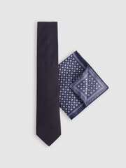 Reiss Navy Ceremony Gift Set Tie And Pocket Square Gift Set - Image 1 of 6