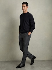Reiss Navy Vince Wool Argyle Crew-Neck Jumper - Image 3 of 7