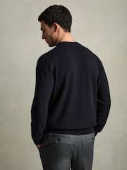 Reiss Navy Vince Wool Argyle Crew-Neck Jumper - Image 5 of 7
