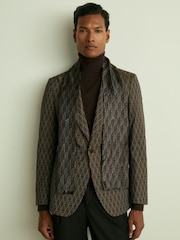 Bufanda de vestir con monograma en jacquard y sarga de seda Mallory de Reiss - Imagen 2 de 5