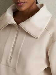 Reiss Stone Laney Interlock Half-Zip Drawstring-Hem Sweatshirt - Image 4 of 6