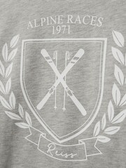 Reiss Soft Grey Melange Emery Cotton Blend Alpine Races T-Shirt - Image 3 of 3