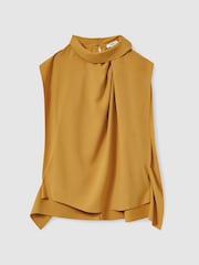 Reiss Yellow Simone Drape-Neck Shell Top - Image 2 of 6