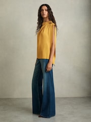 Reiss Yellow Simone Drape-Neck Shell Top - Image 3 of 6